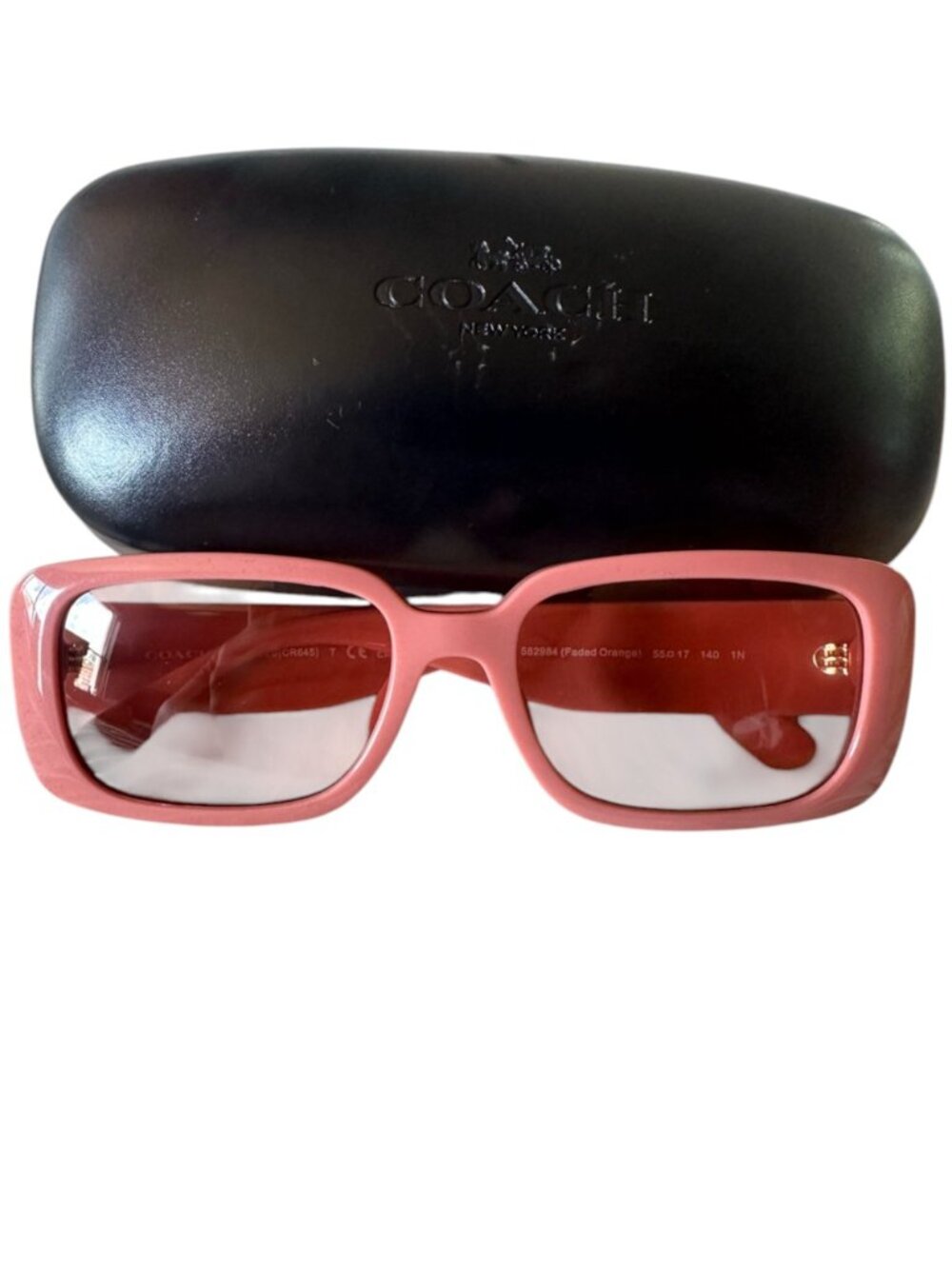 NEW COACH HC8402U CR645 Narrow Rectangle Sunglasses Faded Orange Pink 55mm